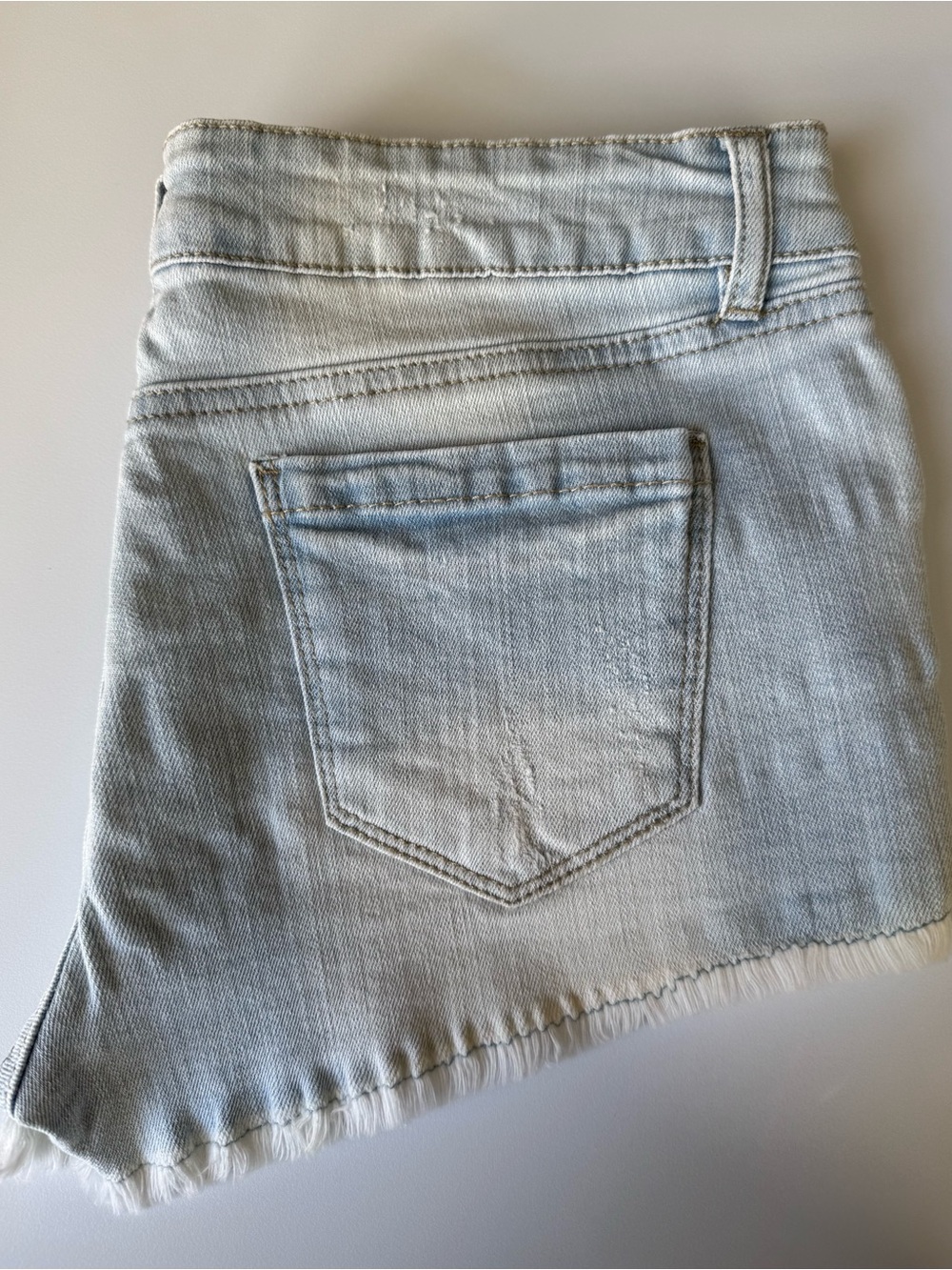 refuge Light Wash Denim Jean Shorts with Frayed Hem